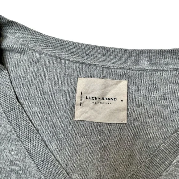 Lucky Brand Gray Cashmere Blend V-Neck Relaxed Sweater Medium - Picture 11 of 12